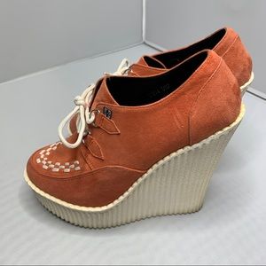 TUK Coral Suede Platform Creeper Lace-up Wedge (s4